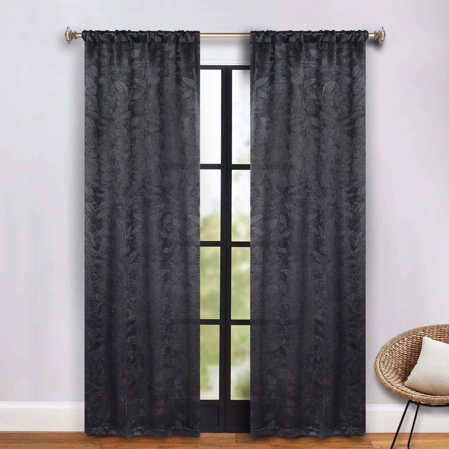 Leaves Room Darkening Washable Blackout Curtain Panels. Set of 2