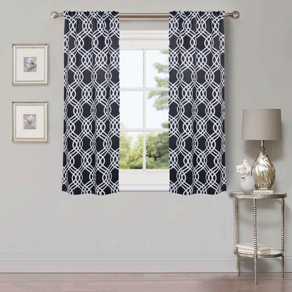 Ribbon Trellis Washable Room Darkening Blackout Curtains. Set of 2