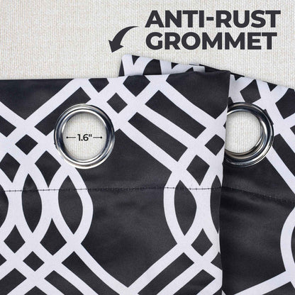 Ribbon Trellis Washable Room Darkening Blackout Curtains. Set of 2