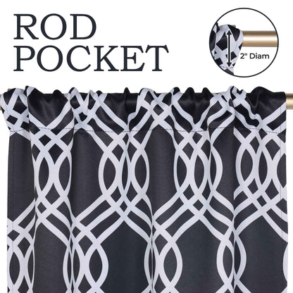 Ribbon Trellis Washable Room Darkening Blackout Curtains. Set of 2