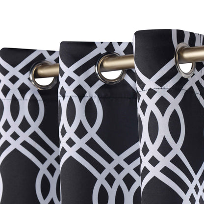 Ribbon Trellis Washable Room Darkening Blackout Curtains. Set of 2