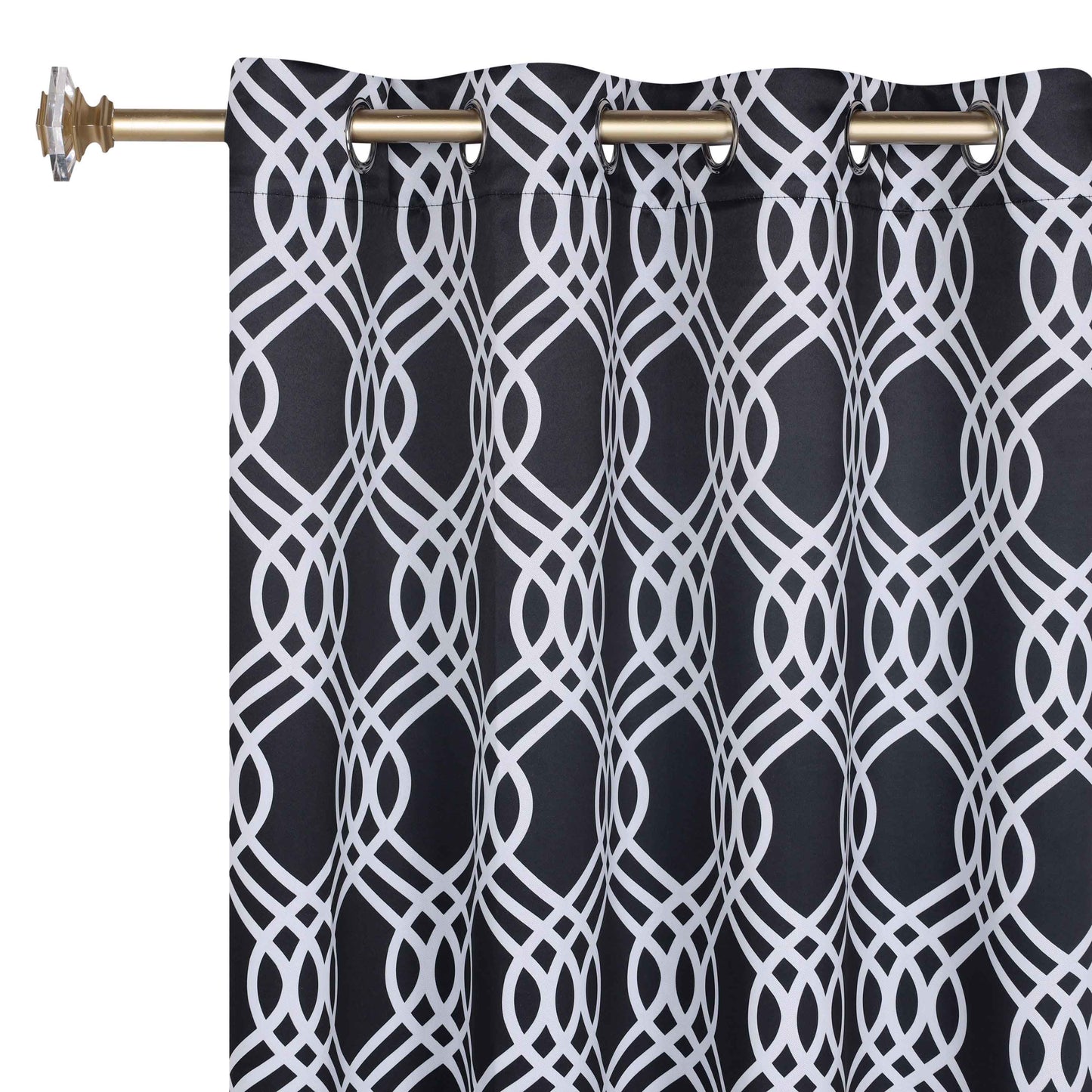 Ribbon Trellis Washable Room Darkening Blackout Curtains. Set of 2