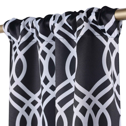 Ribbon Trellis Washable Room Darkening Blackout Curtains. Set of 2
