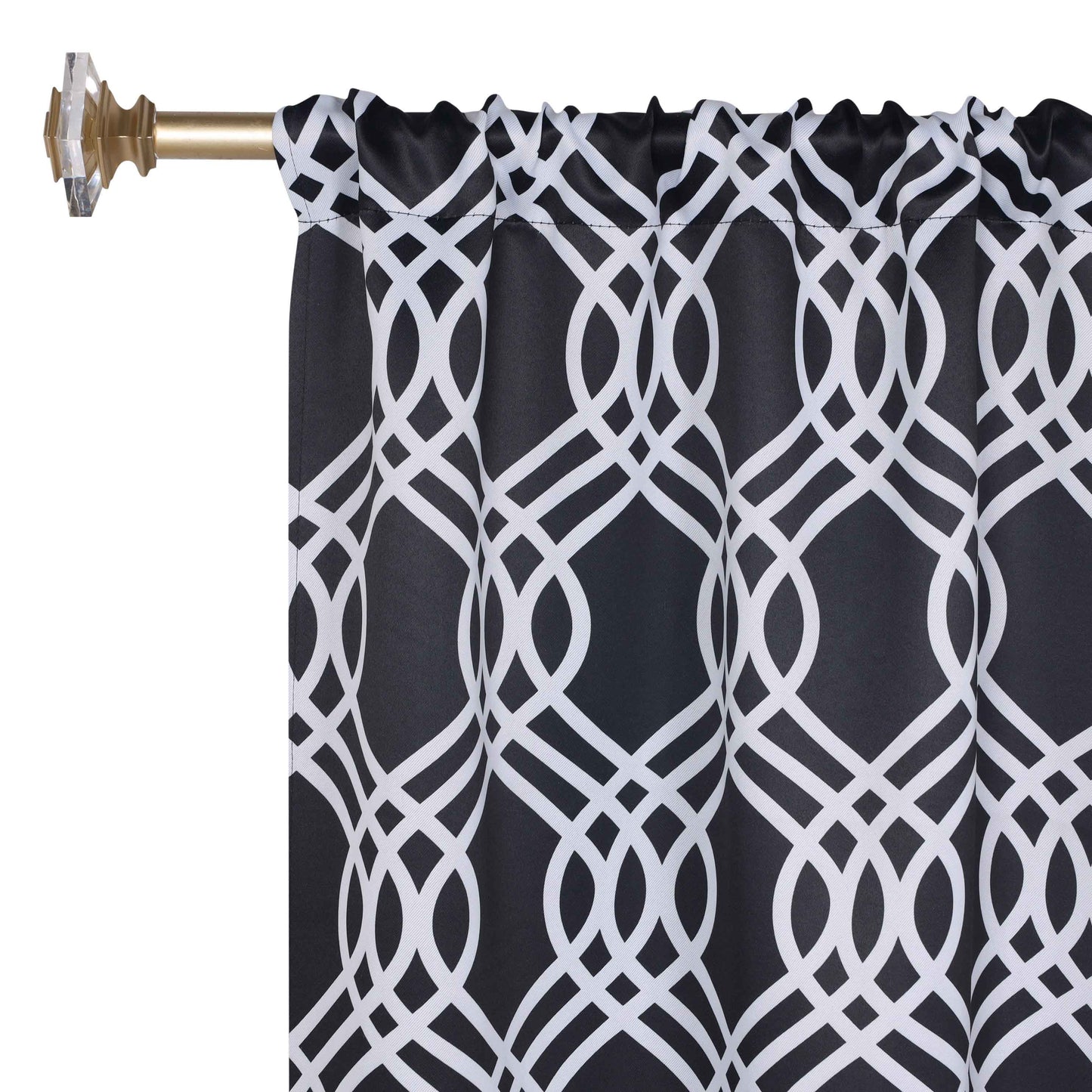 Ribbon Trellis Washable Room Darkening Blackout Curtains. Set of 2