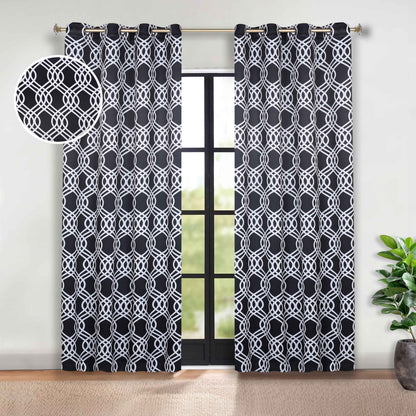 Ribbon Trellis Washable Room Darkening Blackout Curtains. Set of 2
