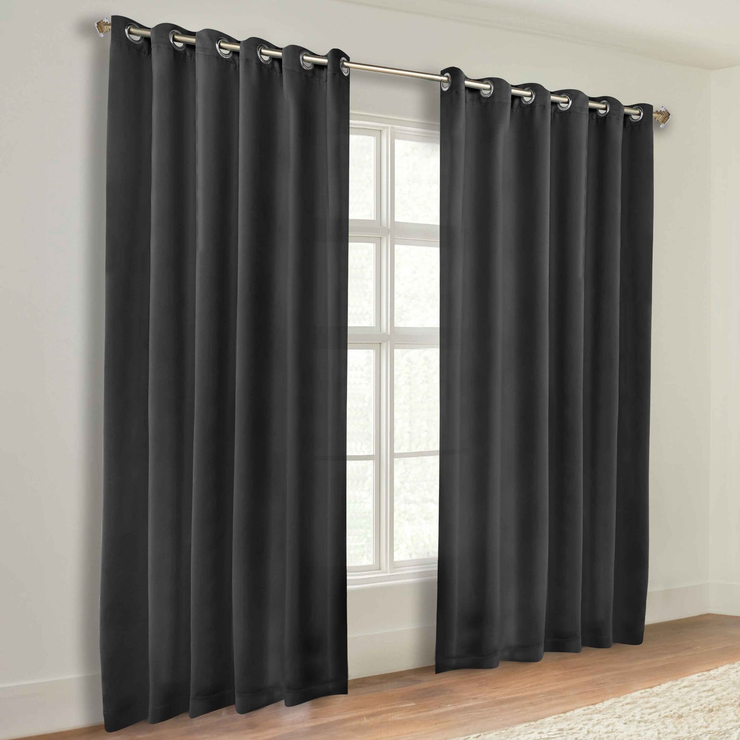 Classic Modern Solid Room Darkening Blackout Curtain Panels. Set of 2