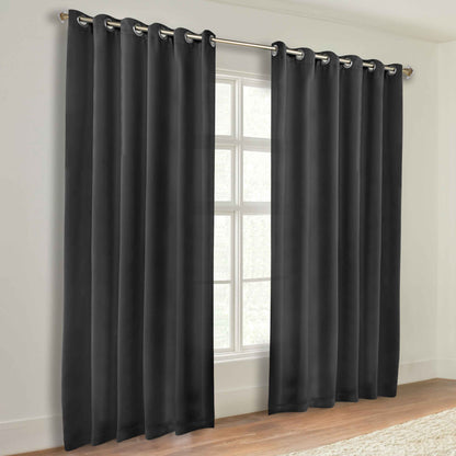 Classic Modern Solid Room Darkening Blackout Curtain Panels. Set of 2