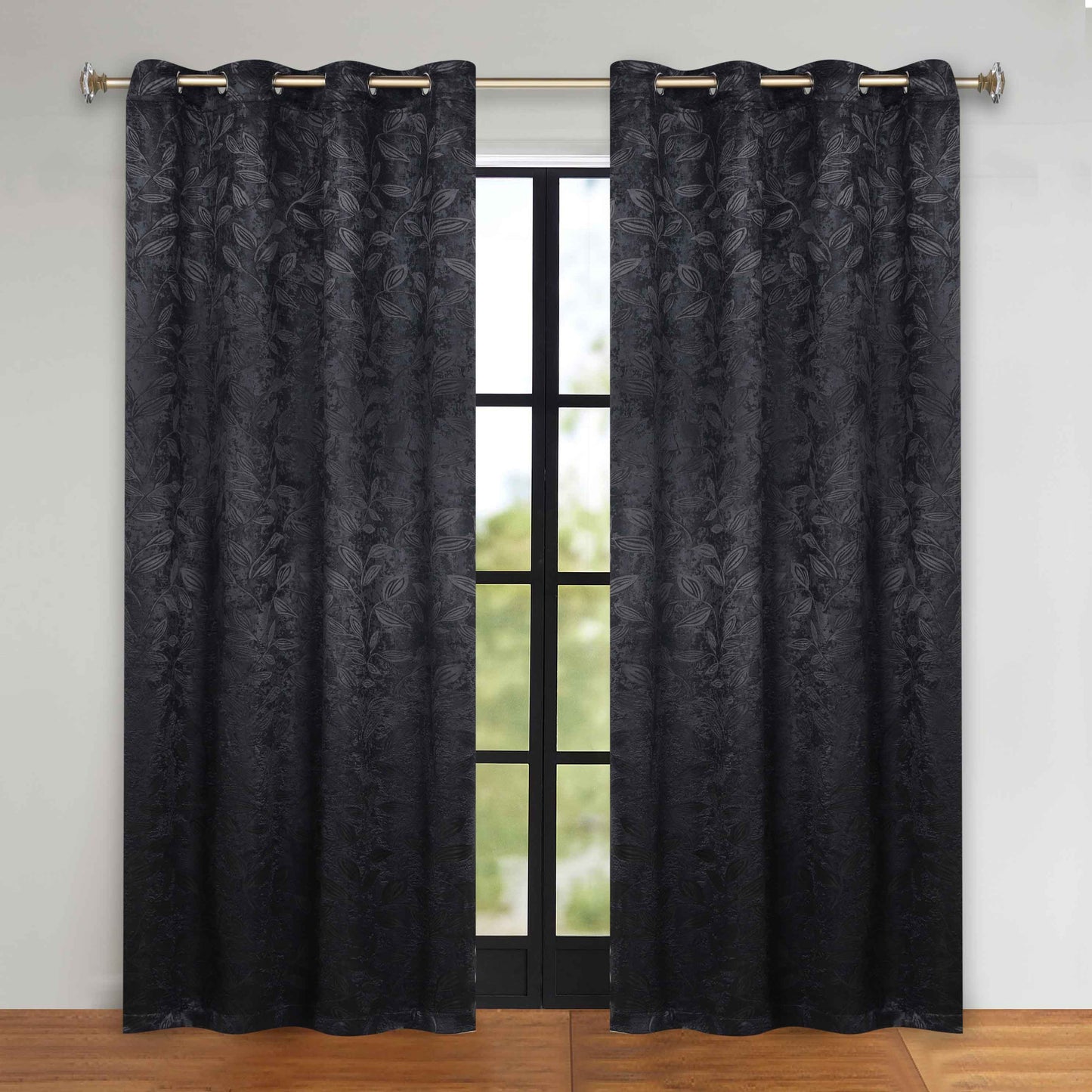 Leaves Room Darkening Grommet Blackout Curtain Panels. Set of 2