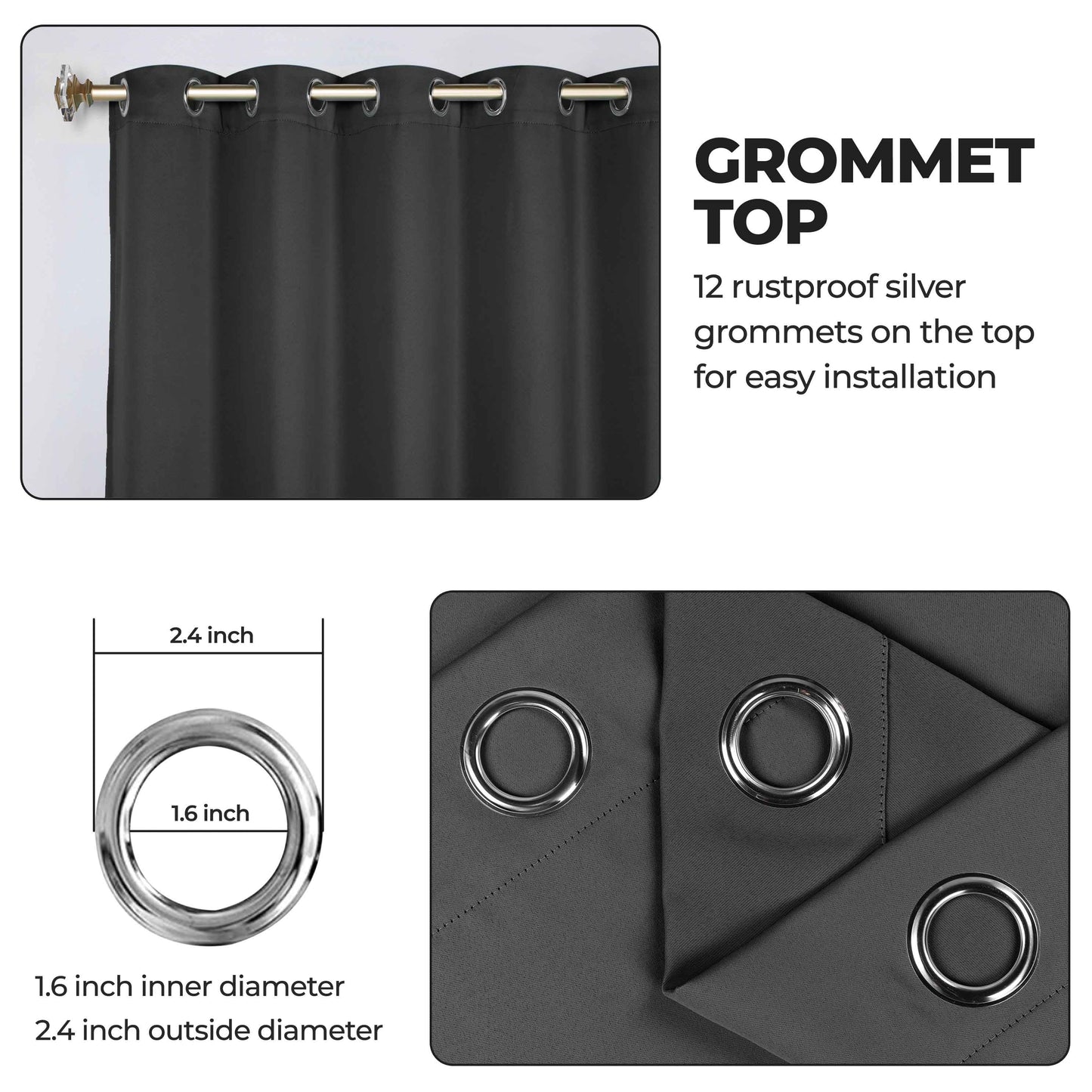 Classic Modern Solid Room Darkening Blackout Curtain Panels. Set of 2