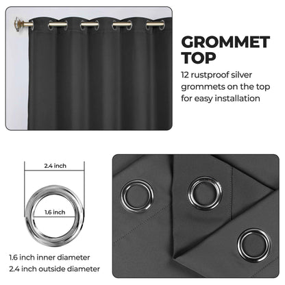 Classic Modern Solid Room Darkening Blackout Curtain Panels. Set of 2