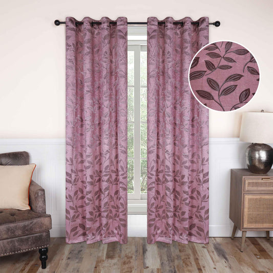 Leaves Machine Washable Room Darkening Blackout Curtains. Set of 2