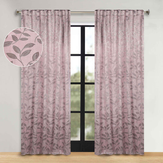 Leaves Room Darkening Back Tabs Blackout Curtain Panels. Set of 2
