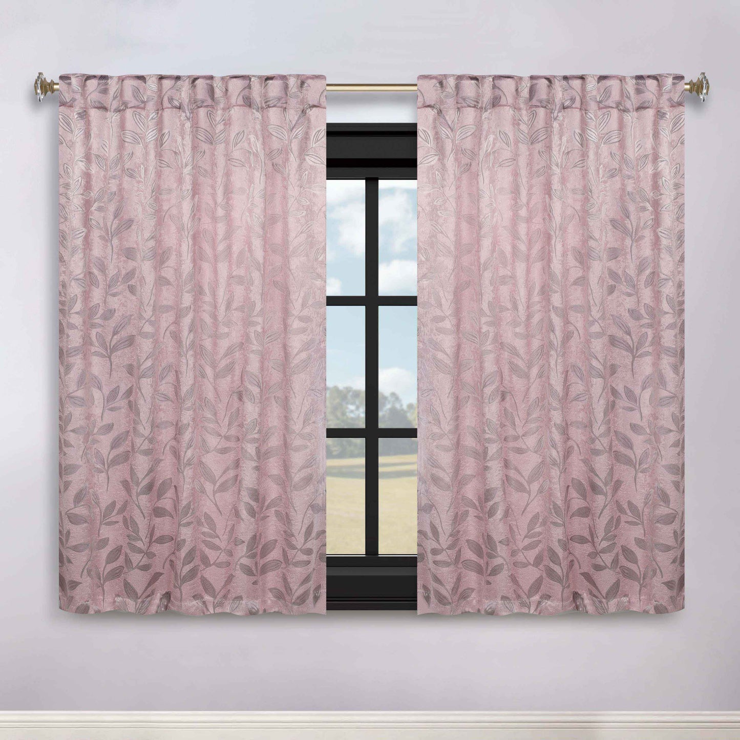 Leaves Room Darkening Back Tabs Blackout Curtain Panels. Set of 2