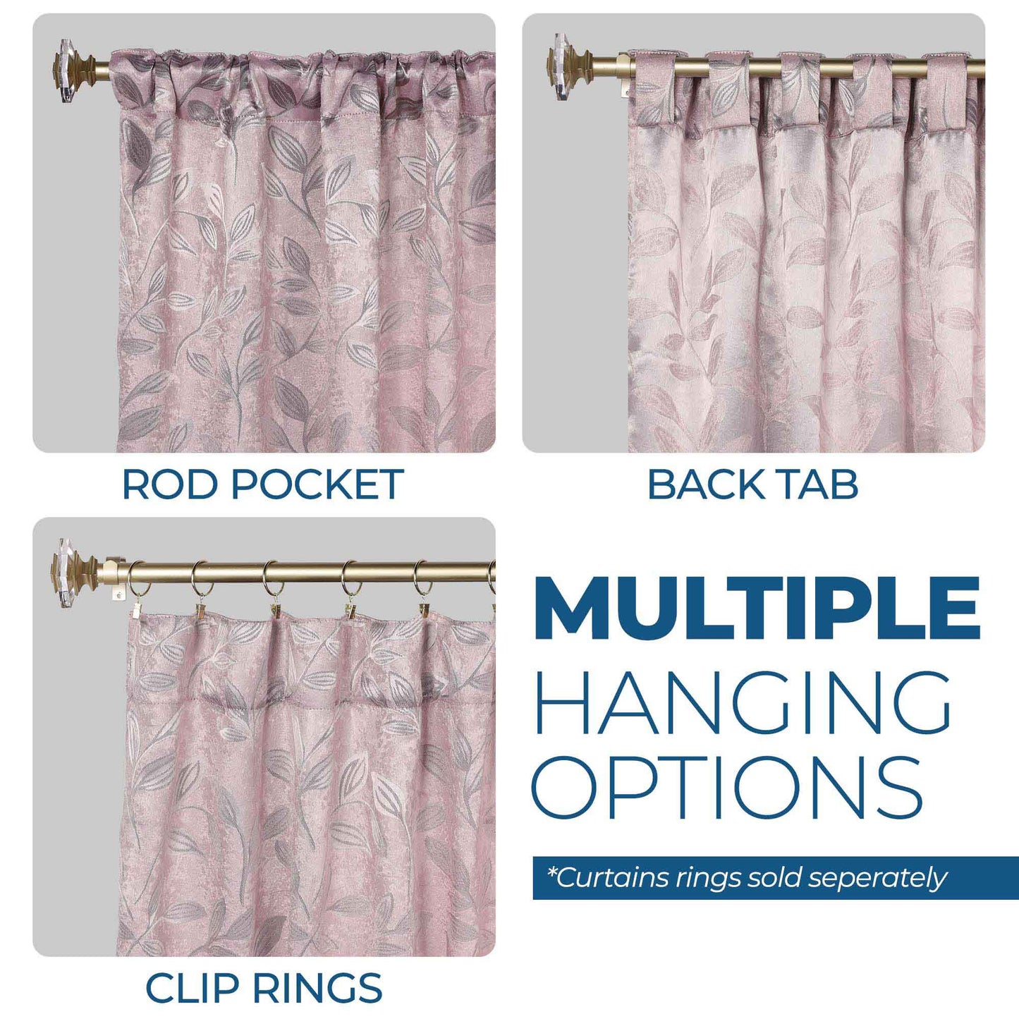 Leaves Room Darkening Back Tabs Blackout Curtain Panels. Set of 2