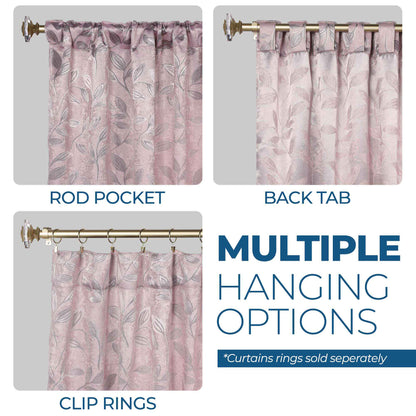 Leaves Room Darkening Back Tabs Blackout Curtain Panels. Set of 2