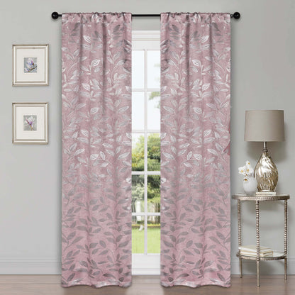Leaves Room Darkening Washable Blackout Curtain Panels. Set of 2