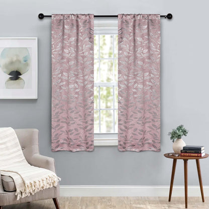 Leaves Room Darkening Washable Blackout Curtain Panels. Set of 2