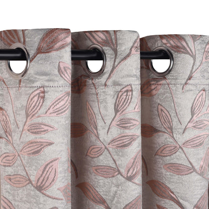 Leaves Machine Washable Room Darkening Blackout Curtains. Set of 2