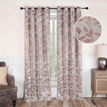 Leaves Machine Washable Room Darkening Blackout Curtains. Set of 2