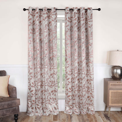 Leaves Machine Washable Room Darkening Blackout Curtains. Set of 2