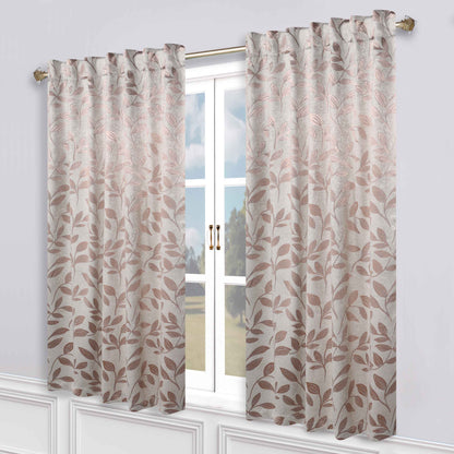 Leaves Room Darkening Back Tabs Blackout Curtain Panels. Set of 2