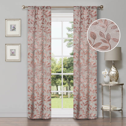 Leaves Room Darkening Washable Blackout Curtain Panels. Set of 2