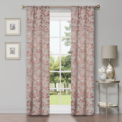 Leaves Room Darkening Washable Blackout Curtain Panels. Set of 2