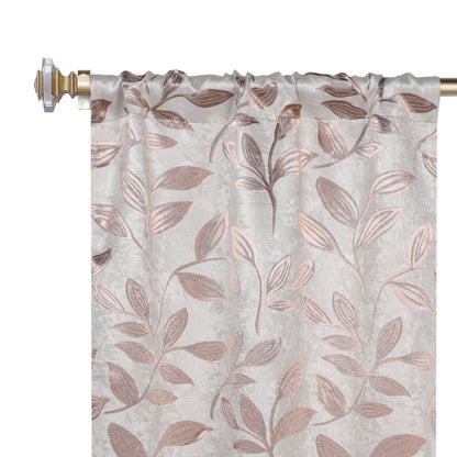 Leaves Room Darkening Washable Blackout Curtain Panels. Set of 2