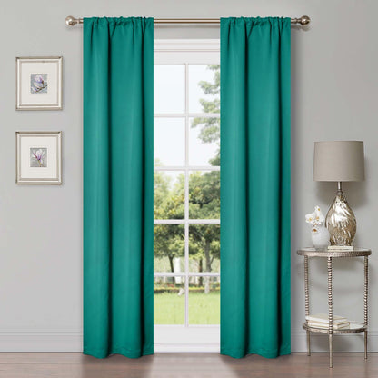 Solid Machine Washable Room Darkening Blackout Curtains. Set of 2
