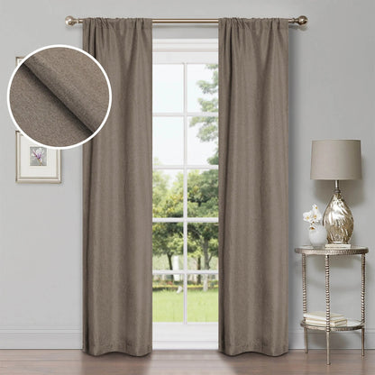 Linen Washable Room Darkening Blackout Curtains. Set of 2