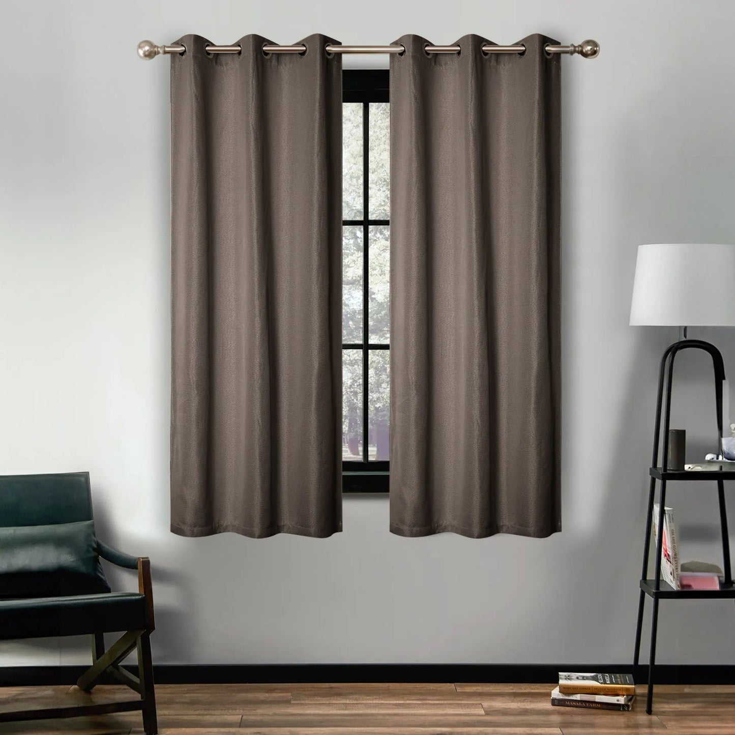 Linen Washable Room Darkening Blackout Curtains. Set of 2