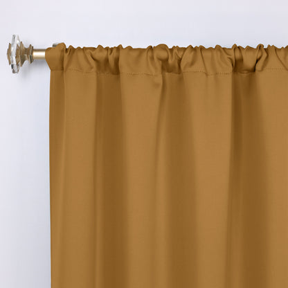 Solid Room Darkening Rod Pocket Blackout Curtain Panels. Set of 2