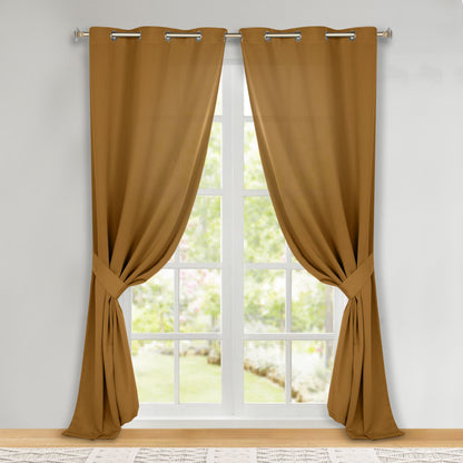 Classic Modern Solid Room Darkening Blackout Curtain Panels. Set of 2