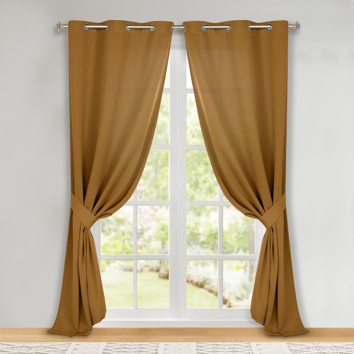 Classic Modern Solid Room Darkening Blackout Curtain Panels. Set of 2