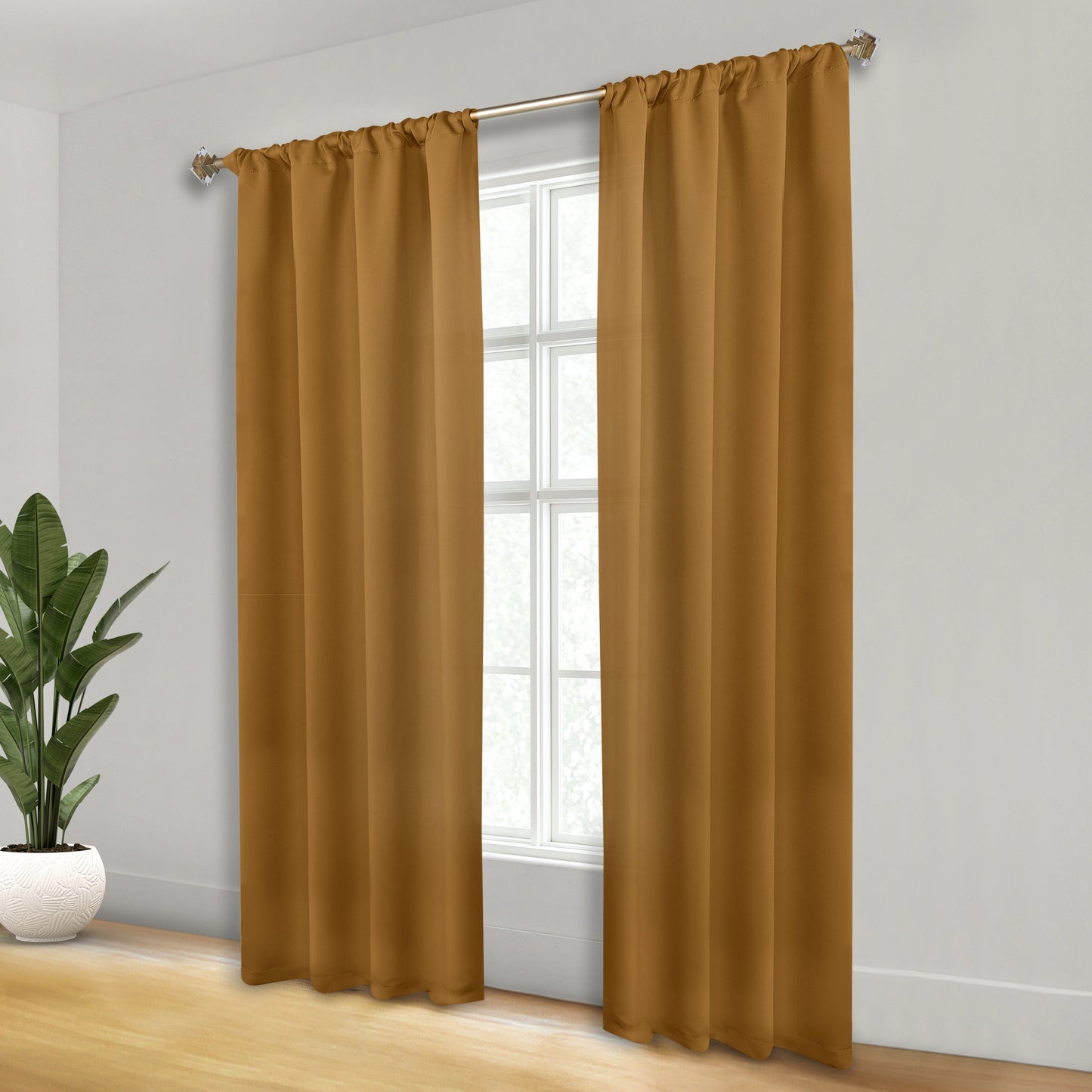 Solid Room Darkening Rod Pocket Blackout Curtain Panels. Set of 2