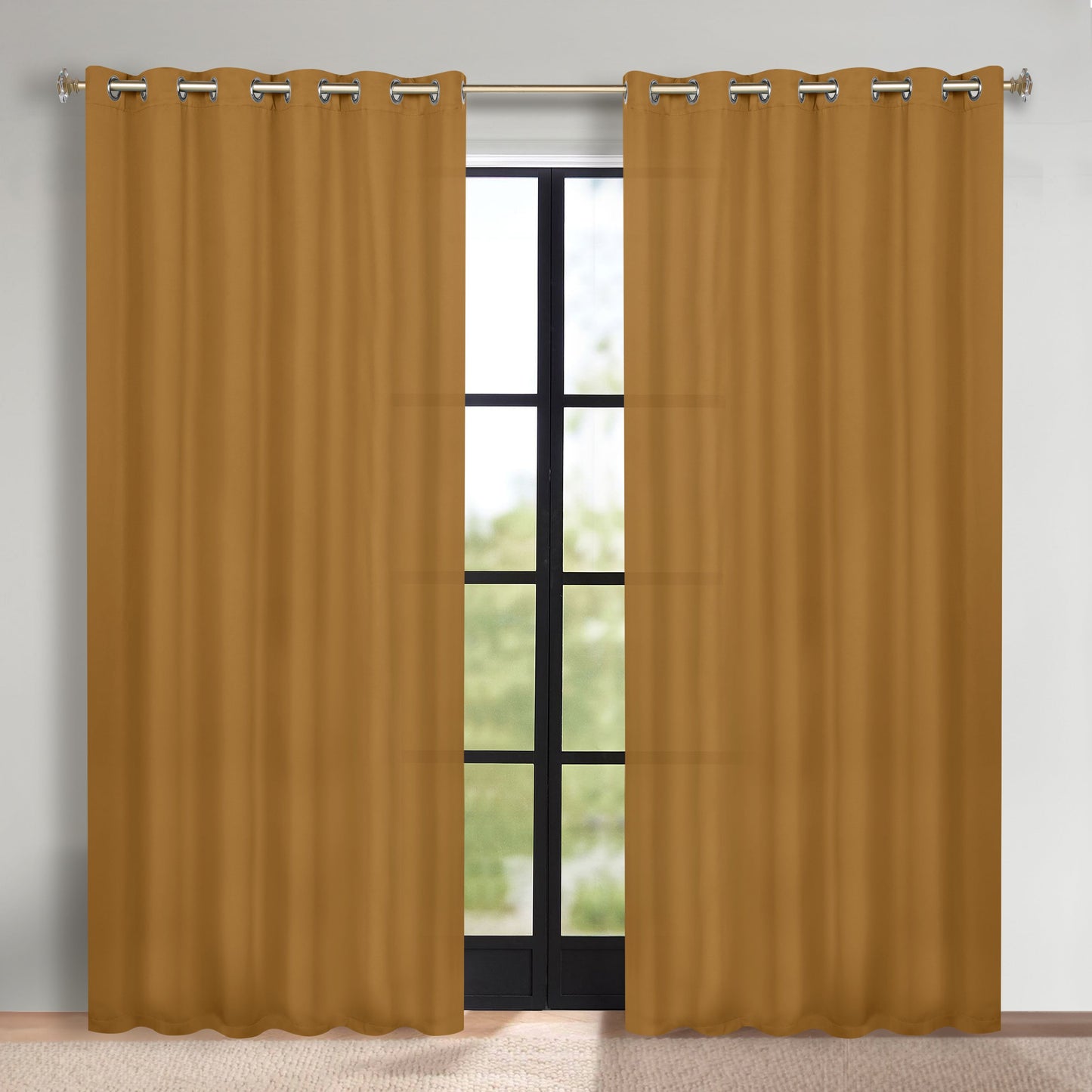 Classic Modern Solid Room Darkening Blackout Curtain Panels. Set of 2