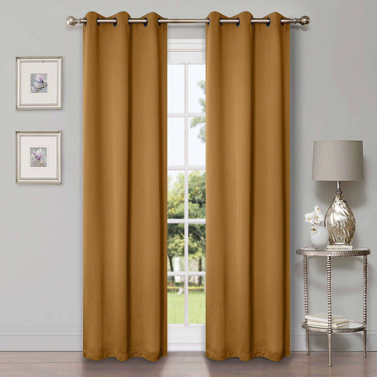 Classic Modern Solid Room Darkening Blackout Curtain Panels. Set of 2