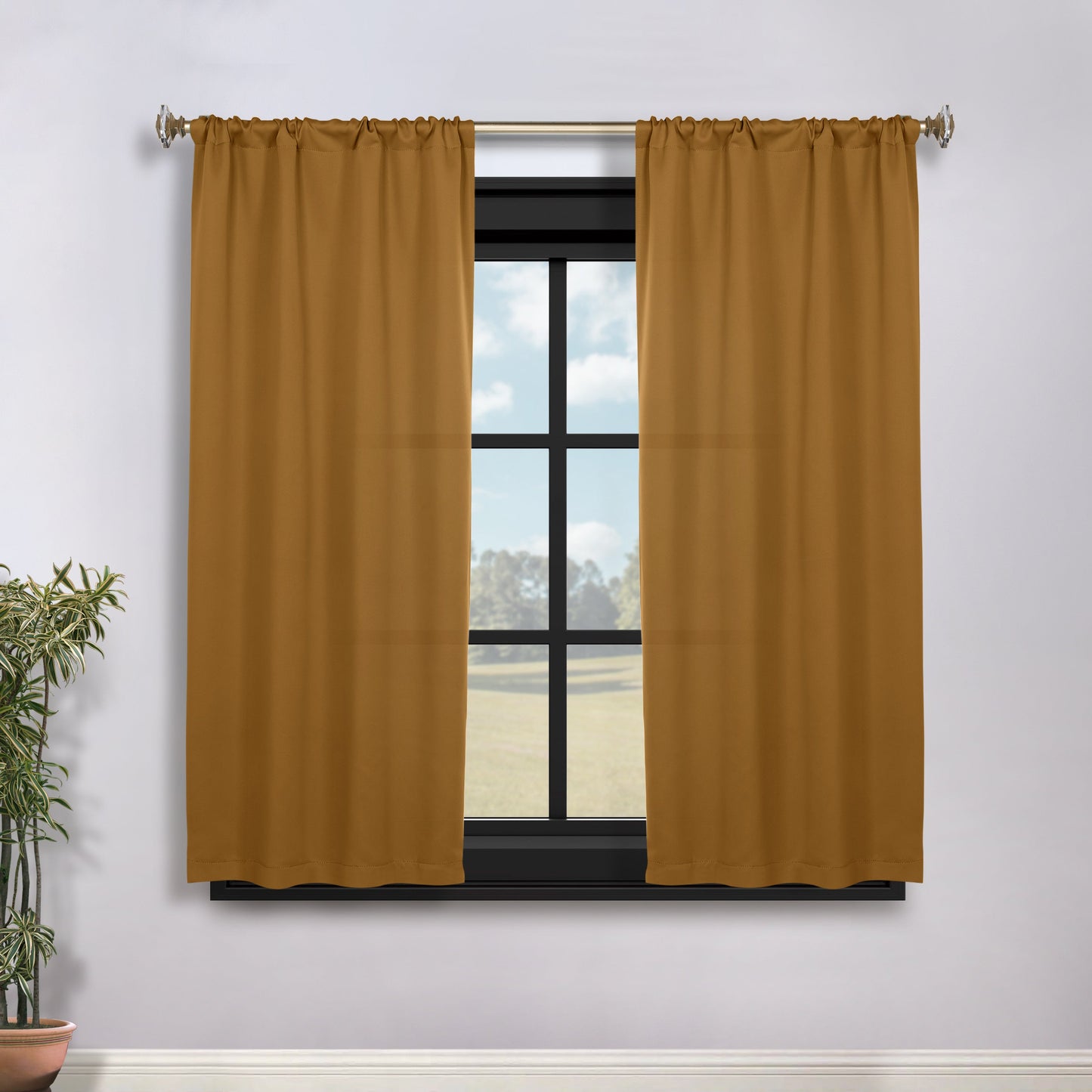 Solid Room Darkening Rod Pocket Blackout Curtain Panels. Set of 2
