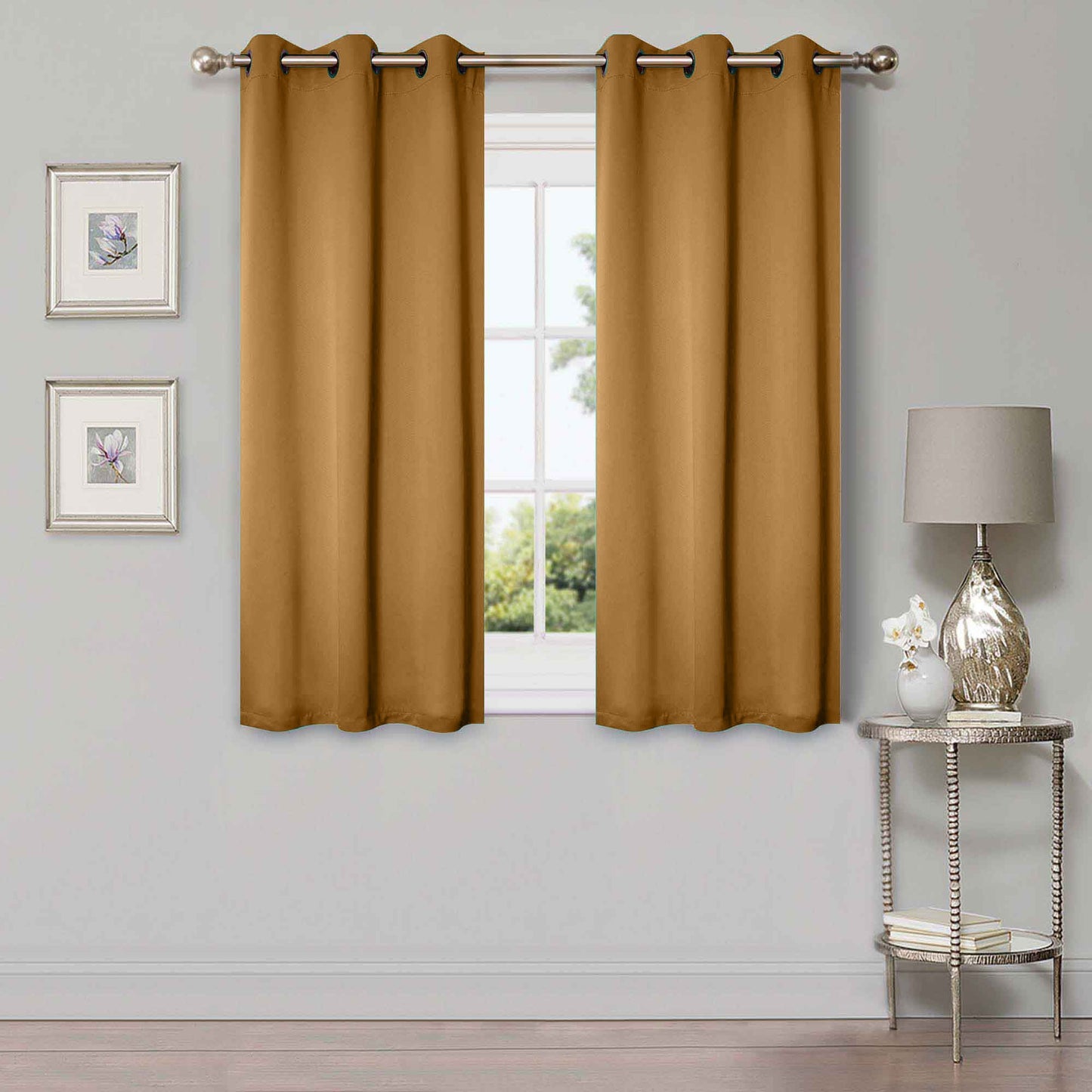 Classic Modern Solid Room Darkening Blackout Curtain Panels. Set of 2