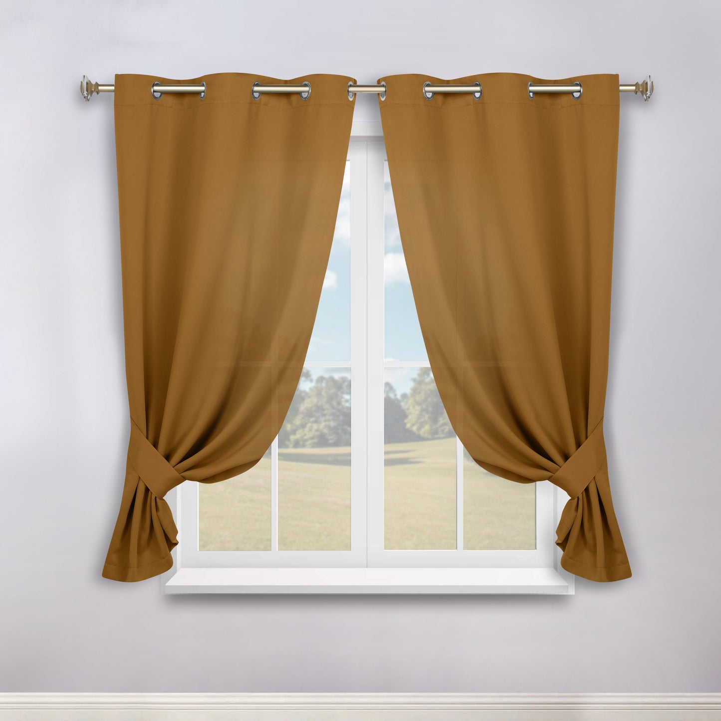 Classic Modern Solid Room Darkening Blackout Curtain Panels. Set of 2