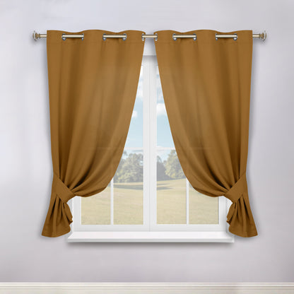 Classic Modern Solid Room Darkening Blackout Curtain Panels. Set of 2