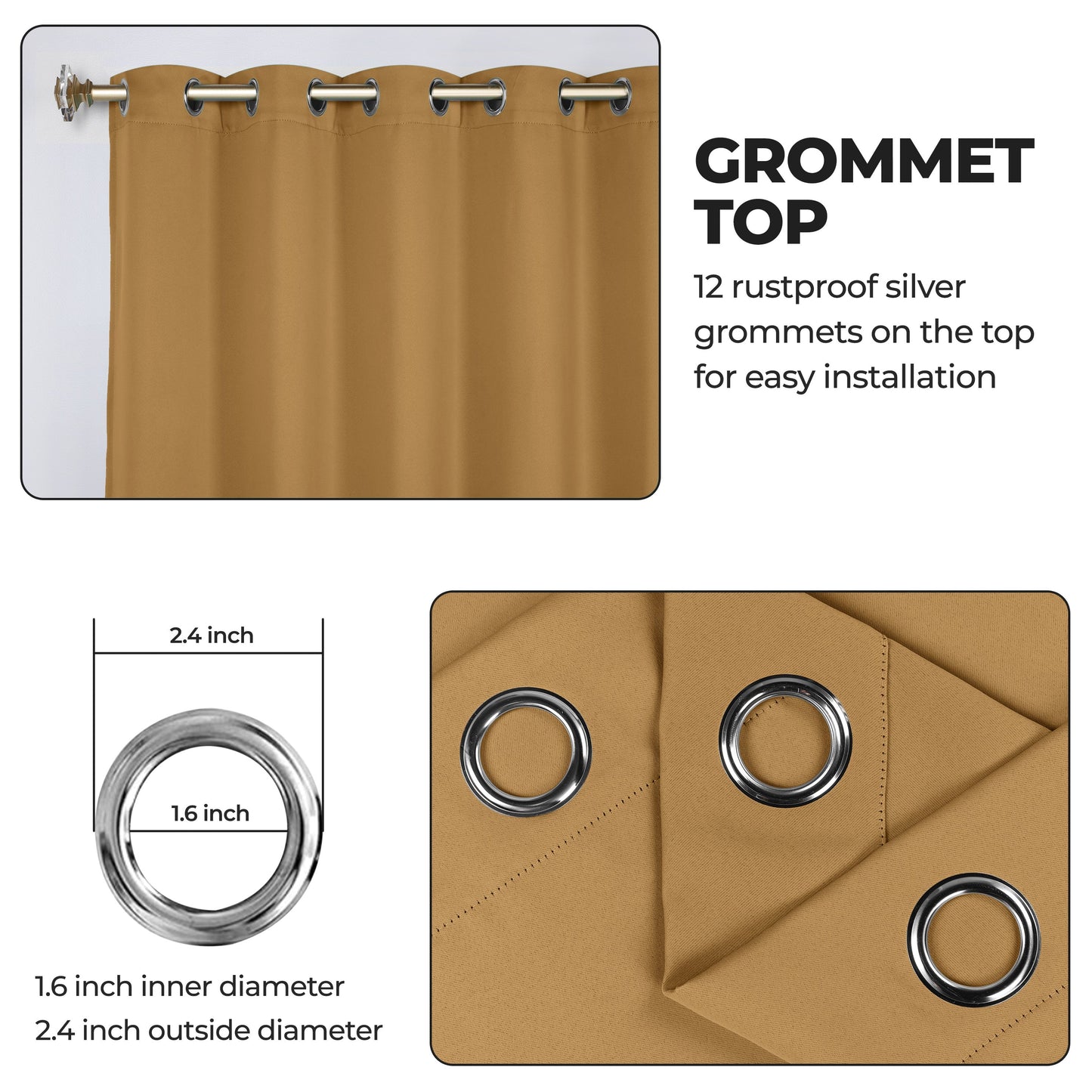 Classic Modern Solid Room Darkening Blackout Curtain Panels. Set of 2