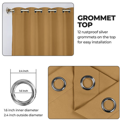 Classic Modern Solid Room Darkening Blackout Curtain Panels. Set of 2