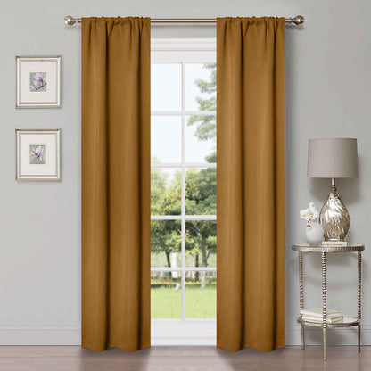 Solid Room Darkening Rod Pocket Blackout Curtain Panels. Set of 2