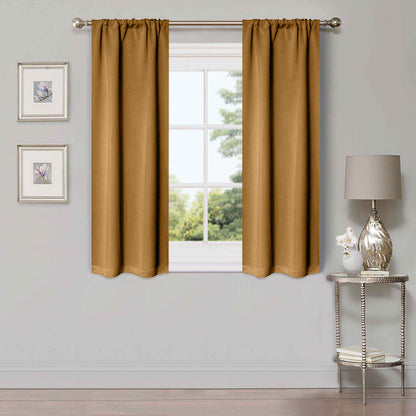 Solid Room Darkening Rod Pocket Blackout Curtain Panels. Set of 2