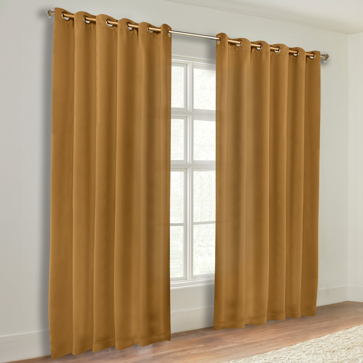 Classic Modern Solid Room Darkening Blackout Curtain Panels. Set of 2