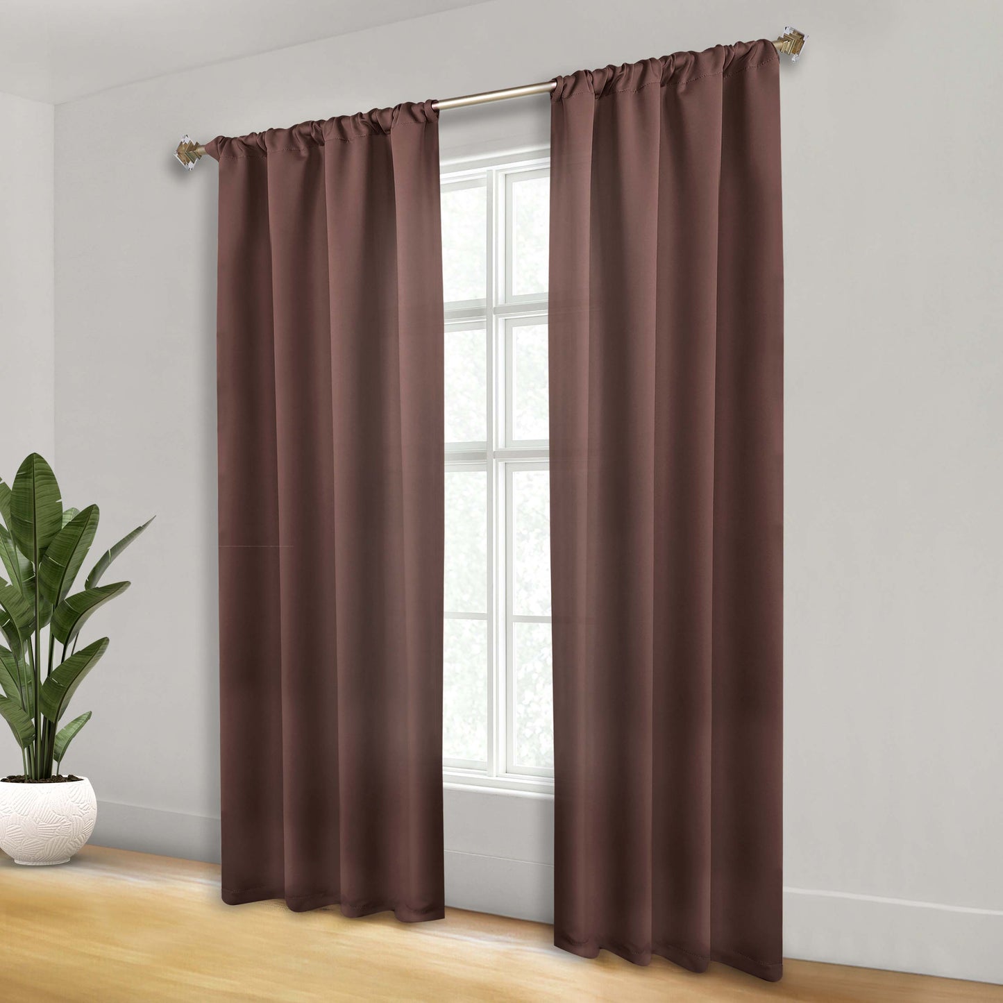Solid Room Darkening Rod Pocket Blackout Curtain Panels. Set of 2