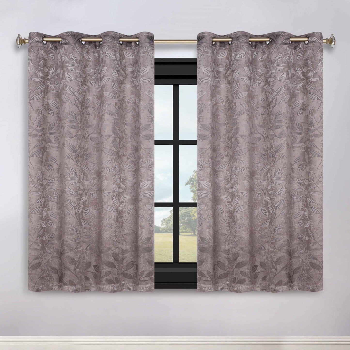 Leaves Room Darkening Grommet Blackout Curtain Panels. Set of 2