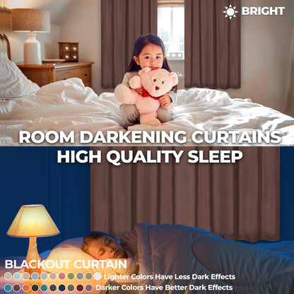 Solid Room Darkening Rod Pocket Blackout Curtain Panels. Set of 2