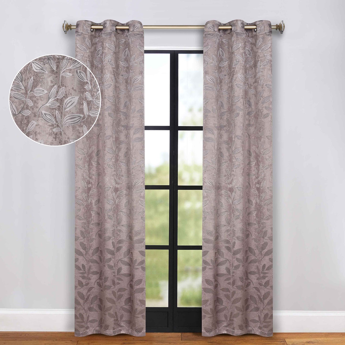 Leaves Room Darkening Grommet Blackout Curtain Panels. Set of 2